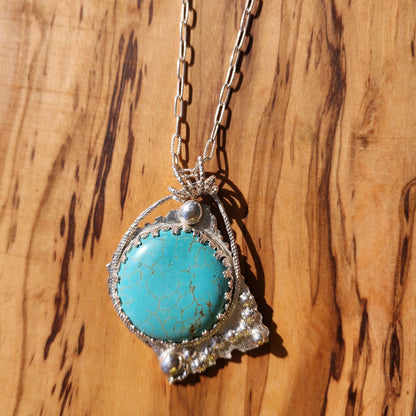 Turquoise Howlite Statement Pendant - Boho Style -Handmade Jewelry