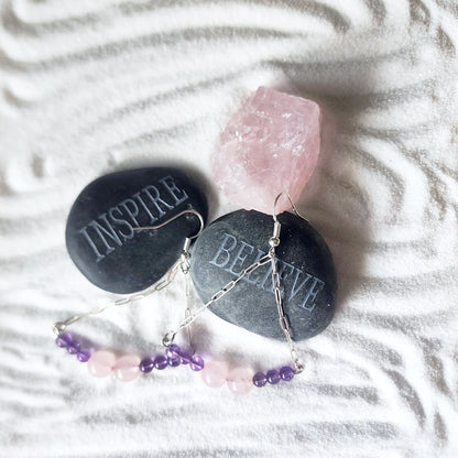 Boho Style Rose Quartz - Amethyst - Handmade Jewelry