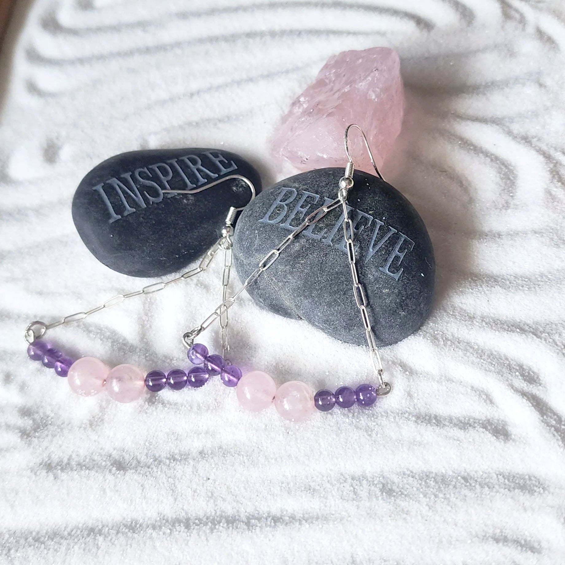 Boho Style Rose Quartz - Amethyst - Handmade Jewelry