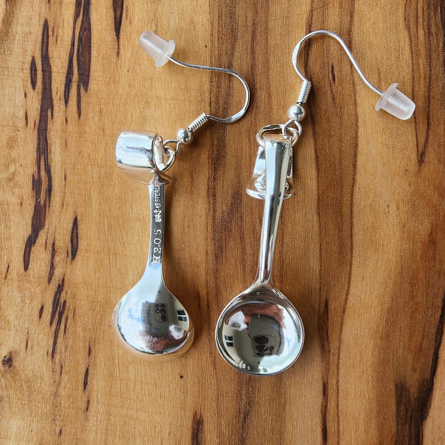 Sterling Silver Antique Mini Spoon Earrings - Handmade Flatware Jewelry