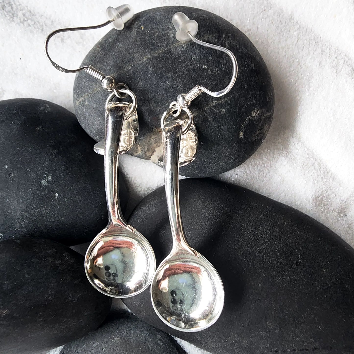 Sterling Silver Antique Mini Spoon Earrings - Handmade Flatware Jewelry