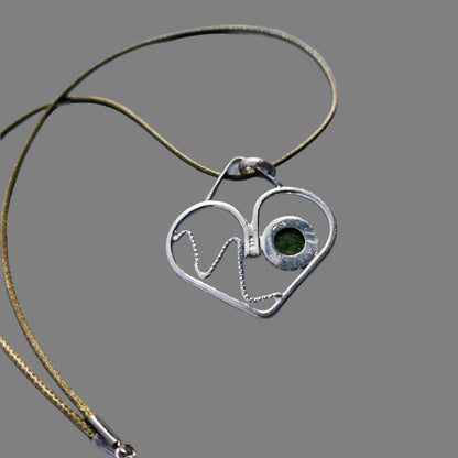 Handmade Sterling Silver Heart Pendant with 10mm African Jade – A Symbol of Love, Harmony & Strength