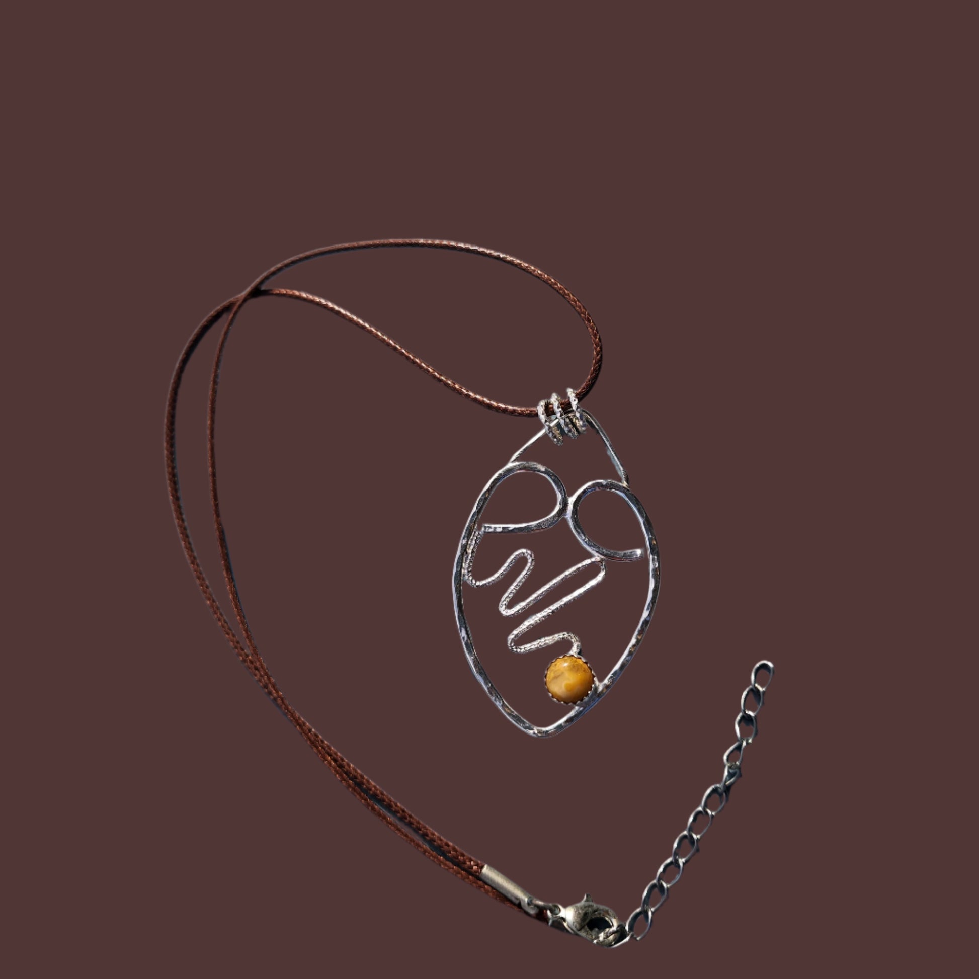 Handmade Sterling Silver Heart Pendant with Crazy Lace Agate & Heart Pulse Line – A Symbol of Joy, Happiness & Transformation