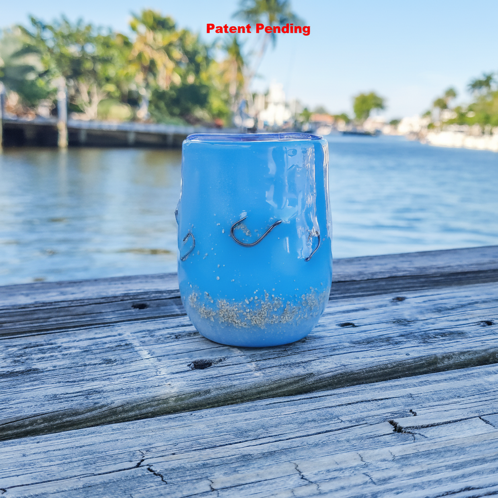 Blue Tide Hook & Tumble™ – Real Fishing Hook 12 oz Wine Tumbler