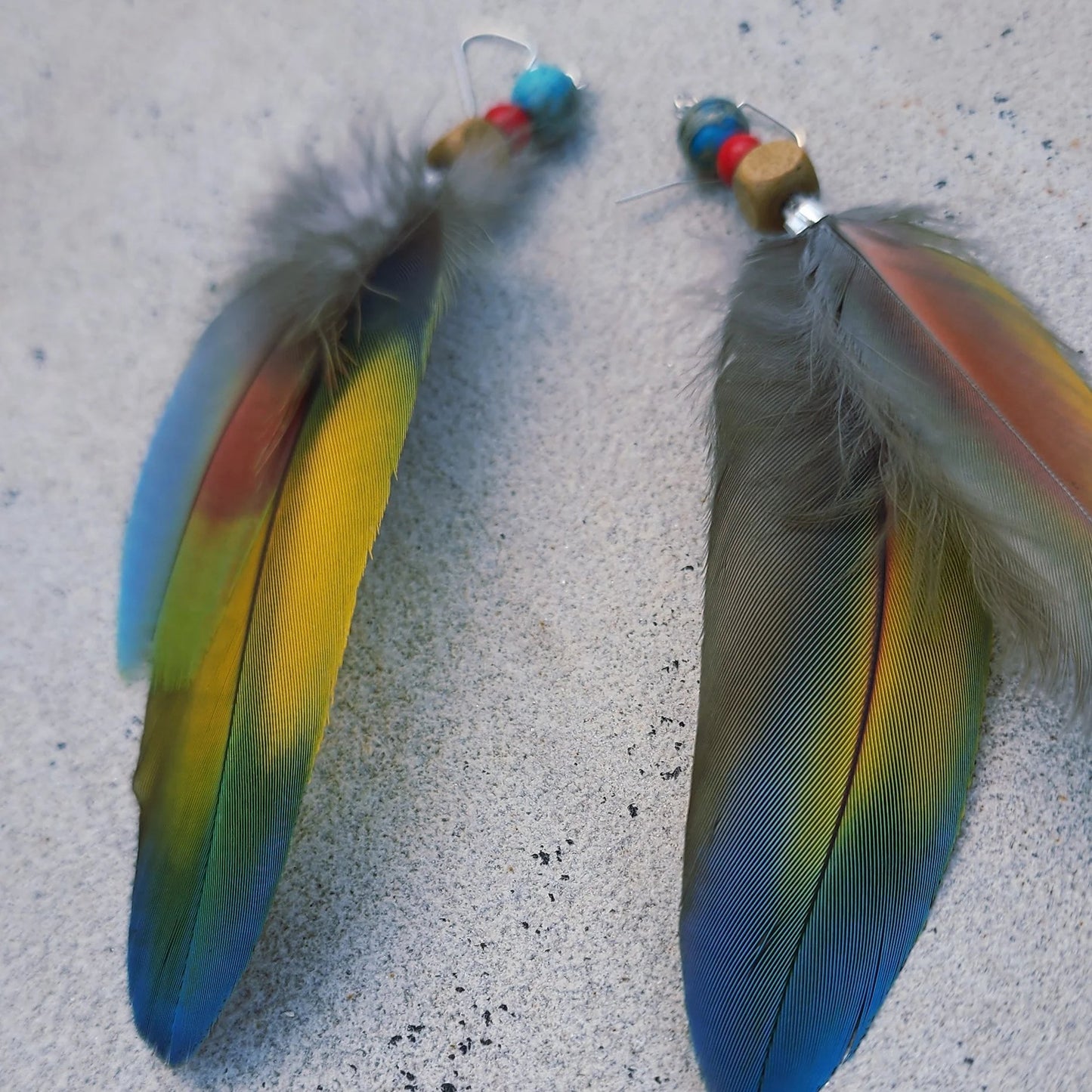 Double feather Earring bottom angle view