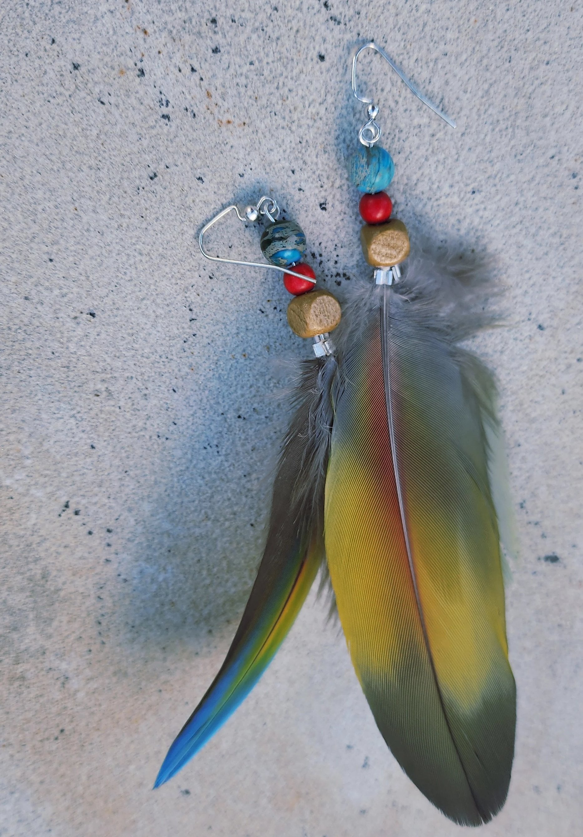 Double feather Earring backside view