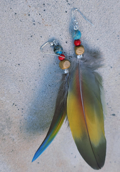 Double feather Earring backside view