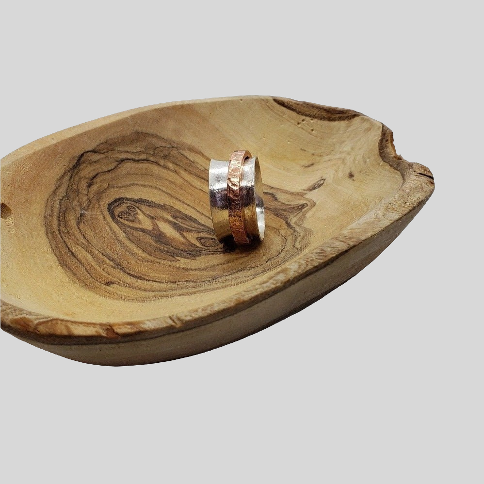 Sterling Silver Spinner Ring with Copper Spinner