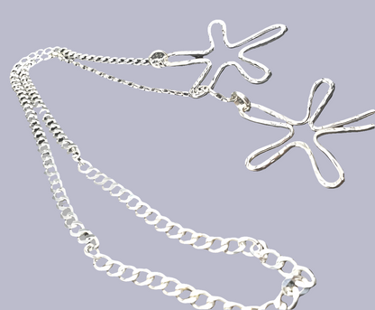 Flower Pedal  Handmade Pendant Lariat-Sterling Silver