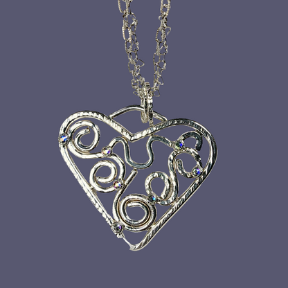 Boho  Handmade Statement Heart Pendant Sterling Silver