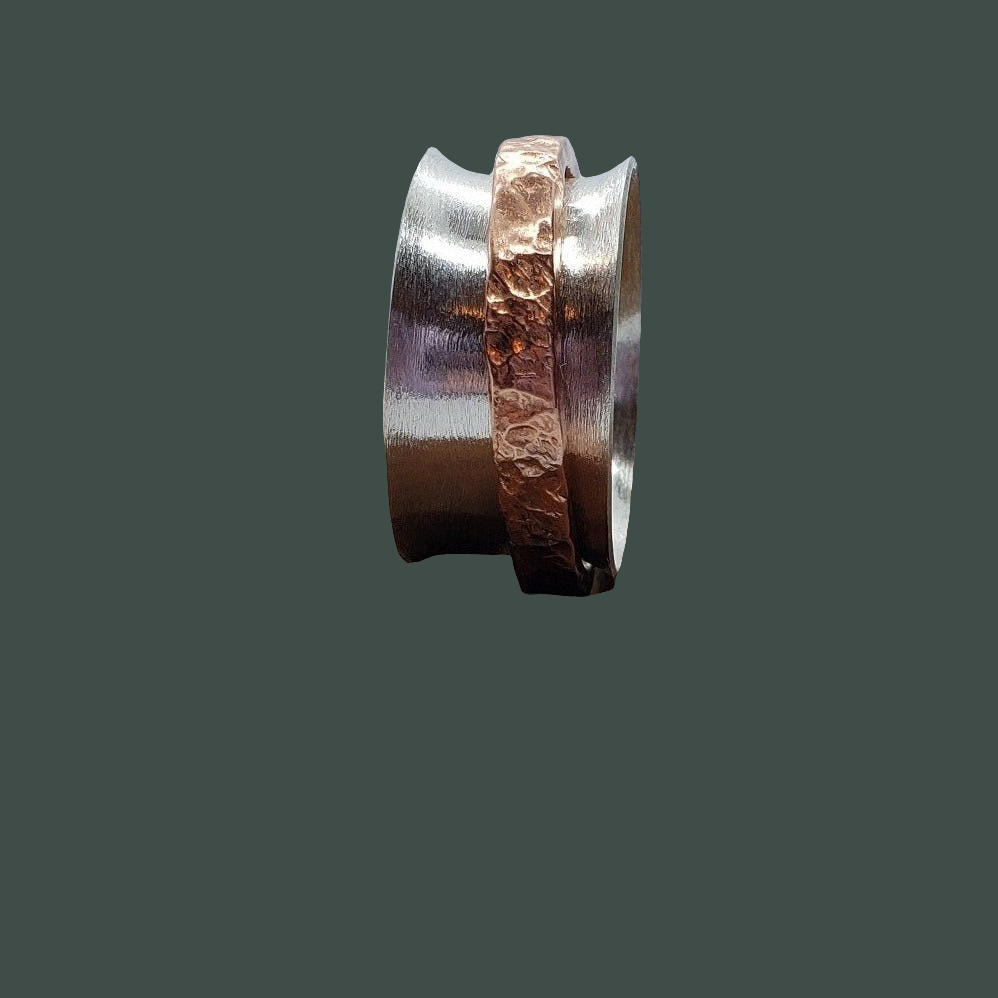 Sterling Silver Spinner Ring with Copper Spinner