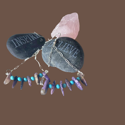 Boho Style Charoite Stick Beads - Turquoise Howlite  - Handmade Jewelry