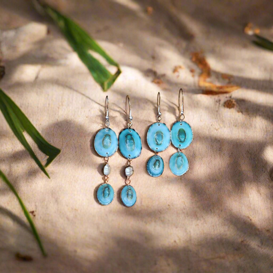 Handmade Green Limpet Shell Earrings in Sterling Silver – Coastal-Inspired Jewelry