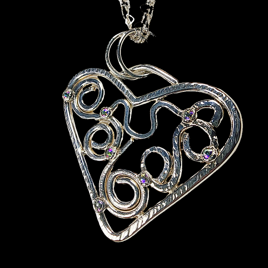 Boho  Handmade Statement Heart Pendant Sterling Silver