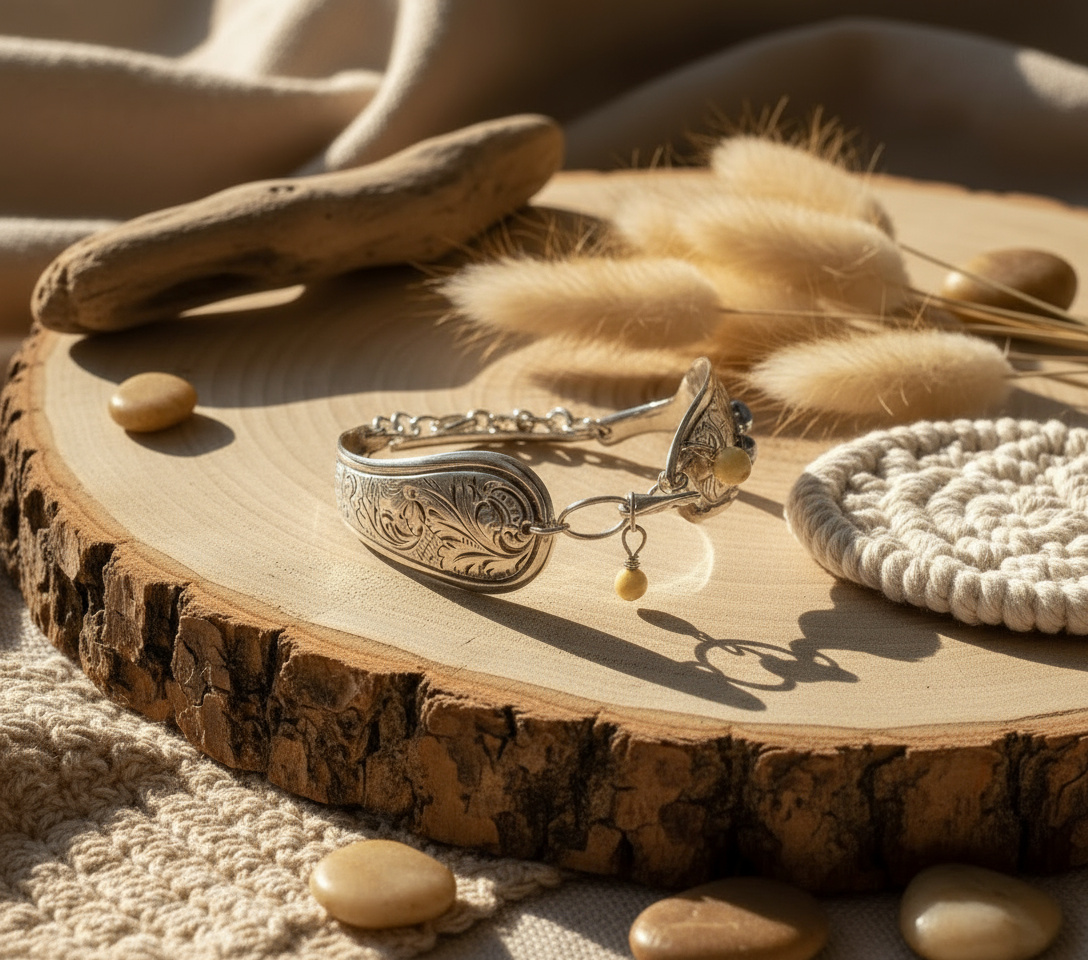 Handmade Vintage Spoon Bracelet - Sterling Silver