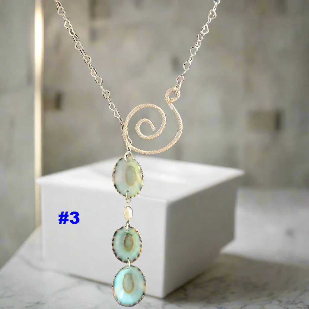 🌊Ocean Drift Sterling Silver Lariat - Limpet Shell & Pearl Accent