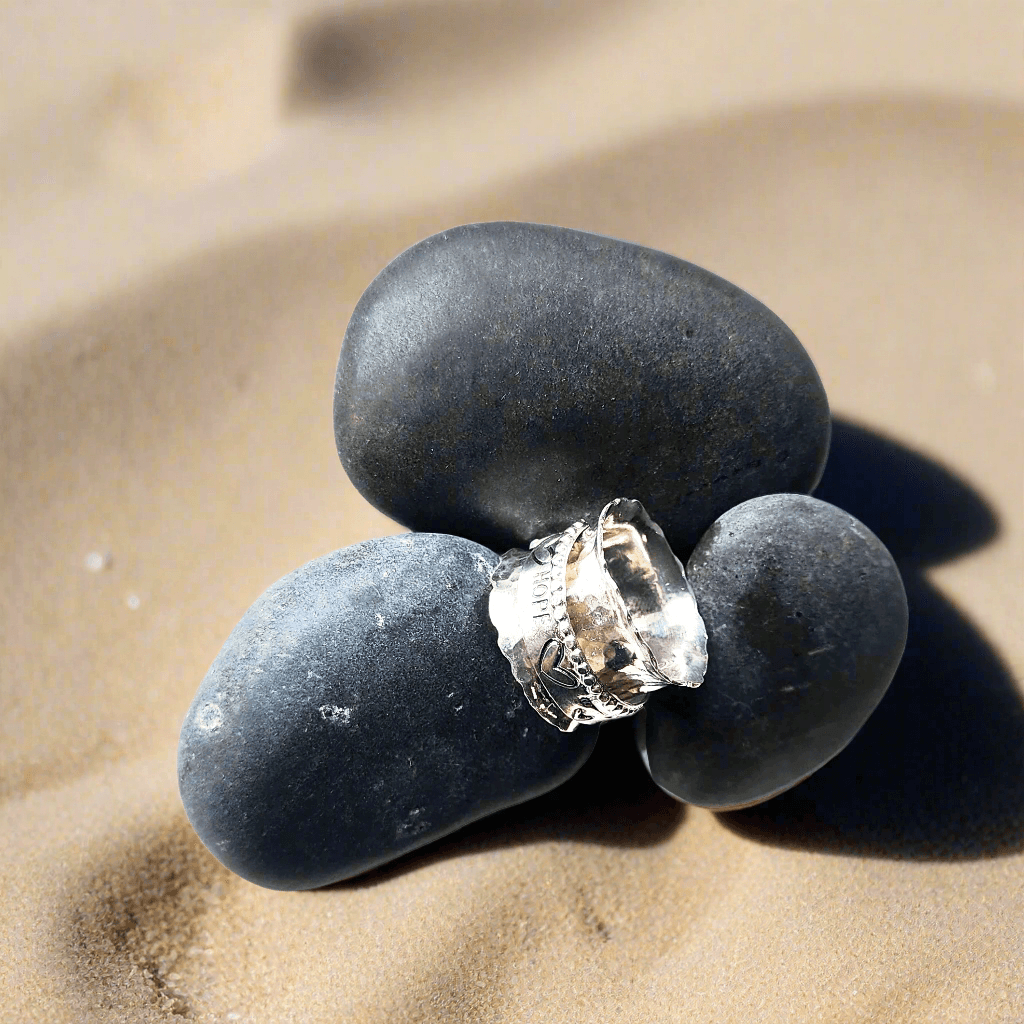 Hope Spinner Ring | Handcrafted .925 Sterling Silver Hammered Bypass Ring with Hearts & Arrow - SoFlo Boho Boutique