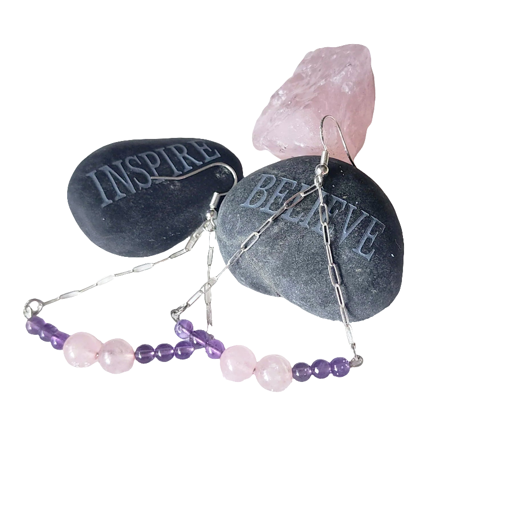 Boho Style Rose Quartz - Amethyst - Handmade Jewelry