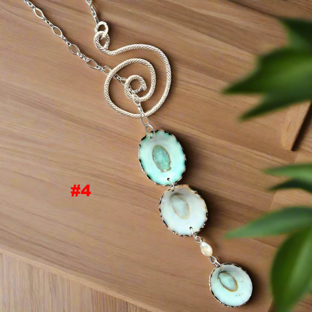 🌊Ocean Drift Sterling Silver Lariat - Limpet Shell & Pearl Accent