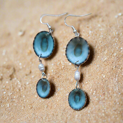 Handmade Green Limpet Shell Earrings in Sterling Silver – Coastal-Inspired Jewelry