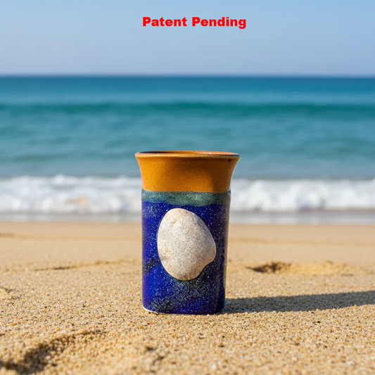 Ocean Sunset Coffee Mug with Real Seashell, Handmade in Florida