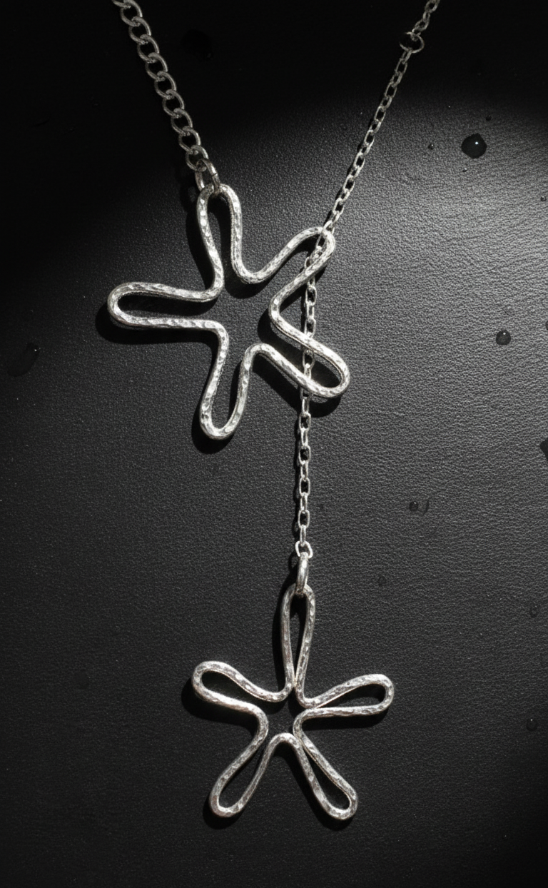 Flower Pedal Pendant Lariat-Sterling Silver