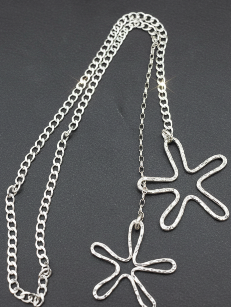 Flower Pedal Pendant Lariat-Sterling Silver