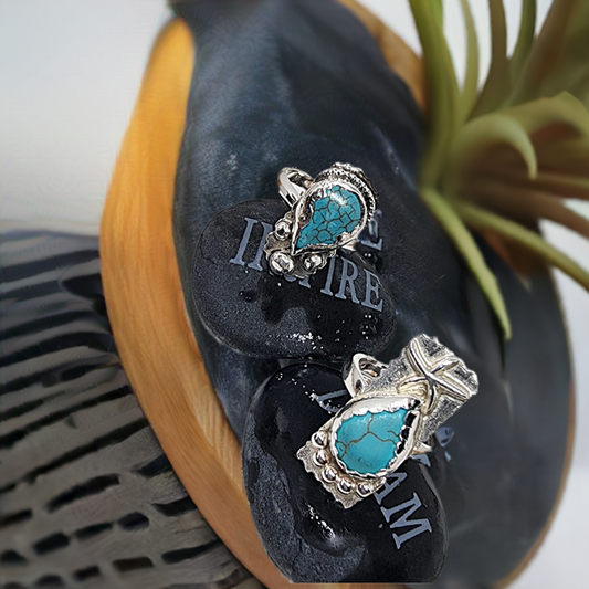 Turquoise Teardrop Howlite -   Handmade Sterling Silver Ring