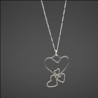 Sterling Silver Quadruple Heart Hammered and Twisted Combo- Interchangeable Chain 