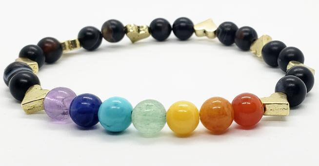 Handmade Gemstone Bracelet - Chakra With Black Banded Agate