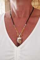 Citrine Raw Nugget Pendant Necklace – Handmade Boho Gemstone Jewelry