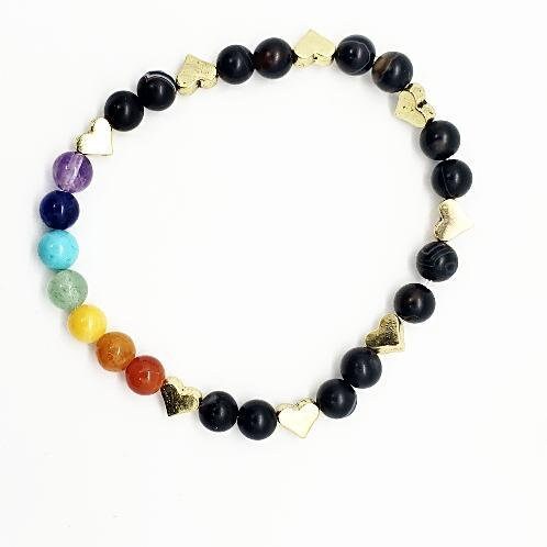 Handmade Gemstone Bracelet - Chakra With Black Banded Agate