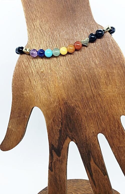 Handmade Gemstone Bracelet - Chakra With Black Banded Agate