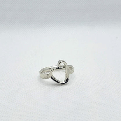 Sterling Silver Heart Ring - Flat Band