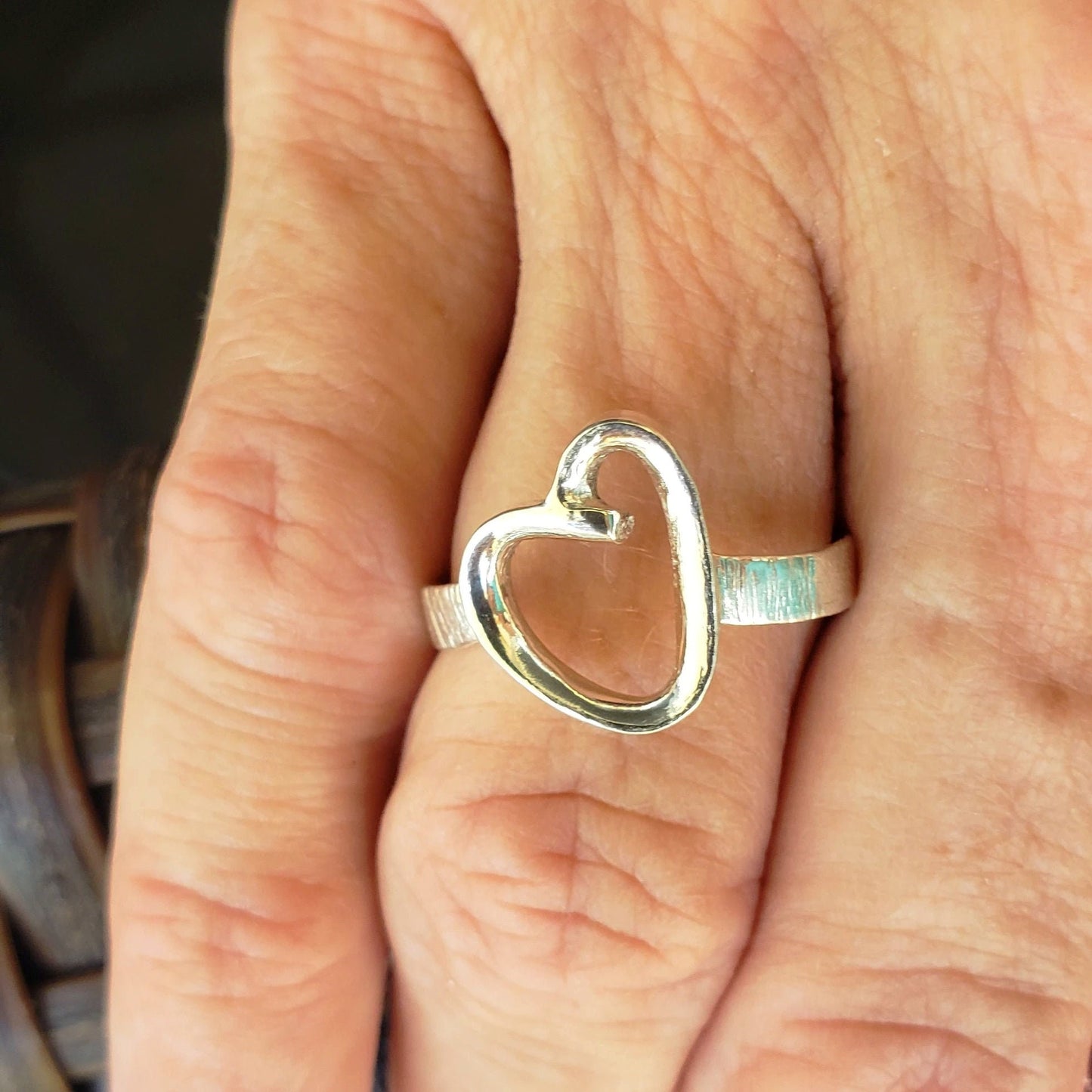 Sterling Silver Single Heart Ring - Flat Band