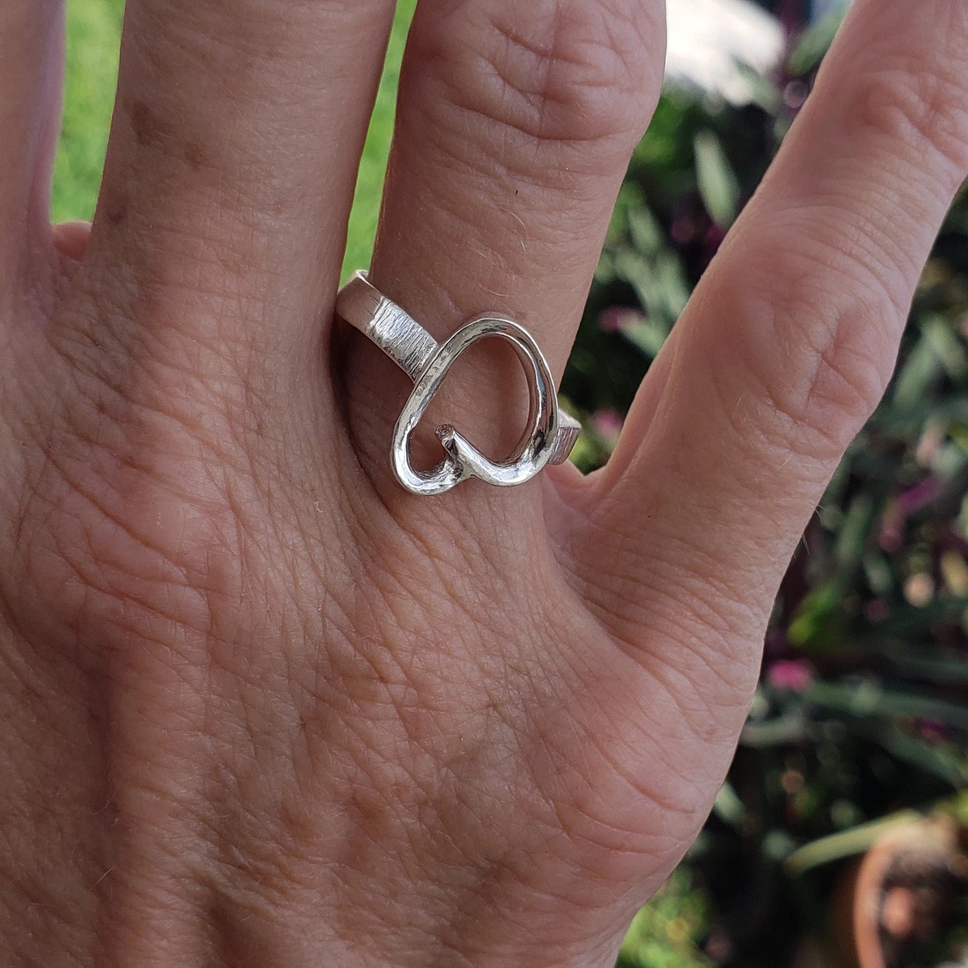 Sterling Silver Single Heart Ring - Flat Band