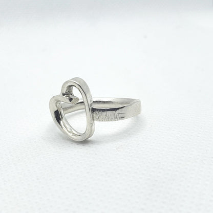 Sterling Silver Single Heart Ring - Flat Band