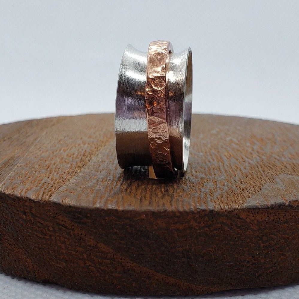 Sterling Silver Spinner Ring with Copper Spinner - South Florida Boho Boutique