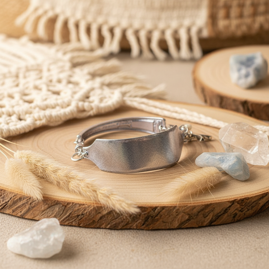 Vintage Sterling Silver Flatware Bracelet with Starfish & Turquoise Howlite - Handmade Jewelry