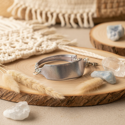 Vintage Sterling Silver Flatware Bracelet with Starfish & Turquoise Howlite - Handmade Jewelry