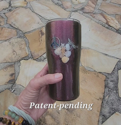 Video of colorshift insulated seashell tumbler, wine to bronze shifting finish, Saltwater Sips