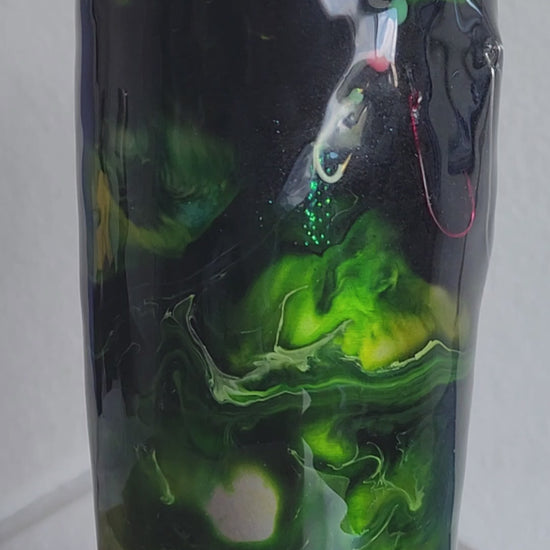 Night Tide Green Hook & Tumble tumbler video, handmade fishing gift South Florida