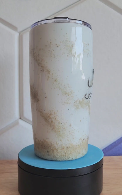 Video thumbnail – White Sands Hook & Tumble™ coastal tumbler rotating view showing hook art design