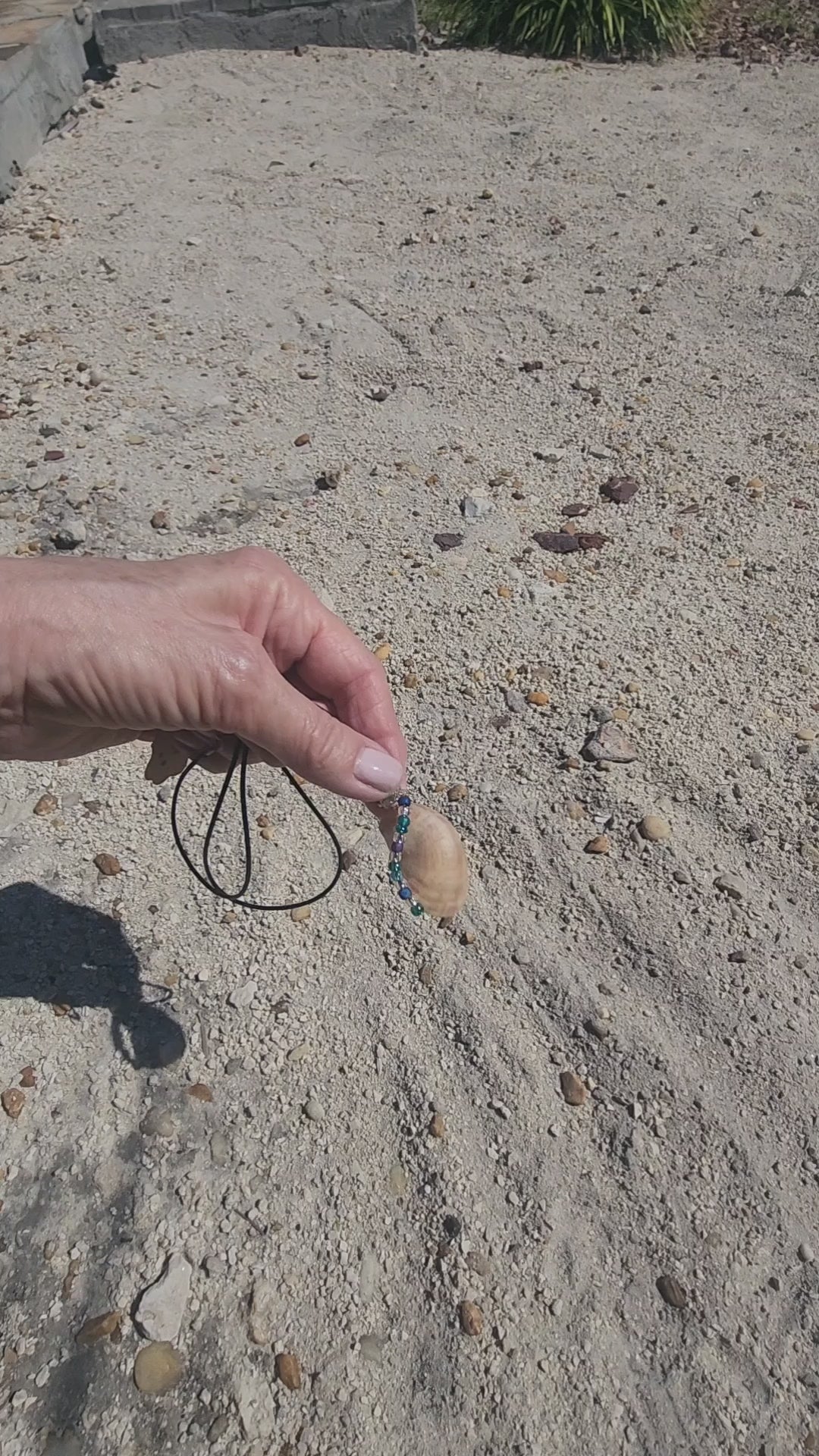 Handmade common atlantic slipper shell pendant necklace with silver wire wrap and blue green beads video