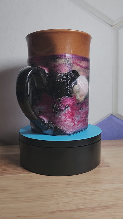 Pink Sunset Coastal Seashell Mug | One-of-a-Kind | Handmade in Florida