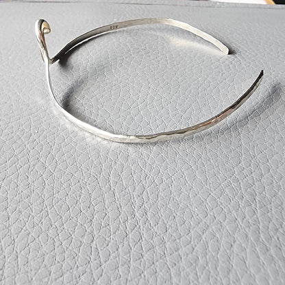 Sterling Silver Wave Delicate Bracelet Cuff Hammered Style