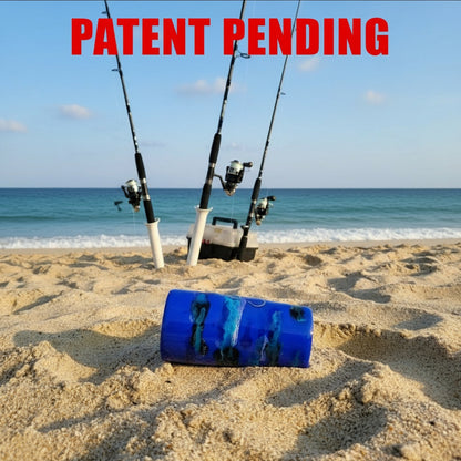 Blue tumbler with ocean design and real fish hooks