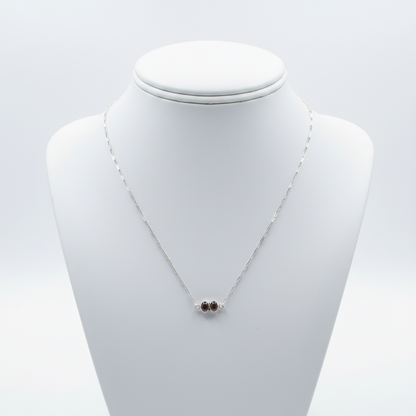 Sterling silver necklace with smoky quartz stones and elongated-link chain