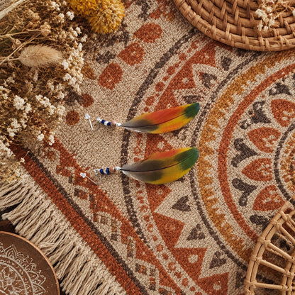 Coastal Feather Earrings, Real Feather Boho Dangles