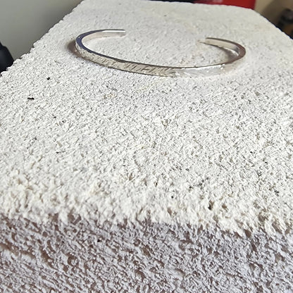 Sterling Silver Cuff Bracelet Hammered Texture Rectangular